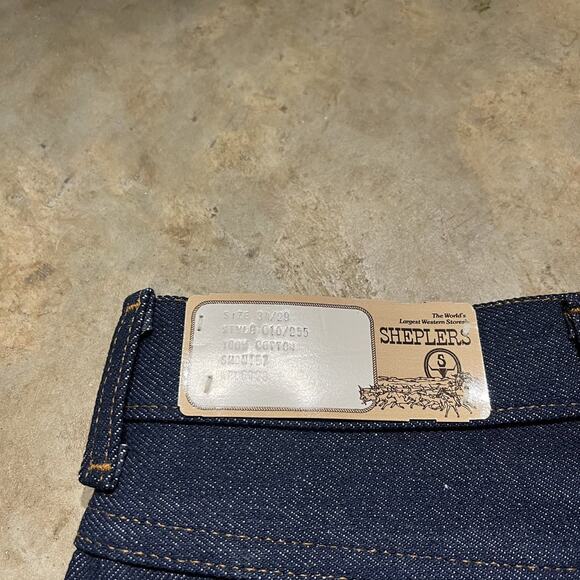 NOS 60s Sheplers Dark Wash Flared Western Jeans 32x29 - Picture 3 of 6